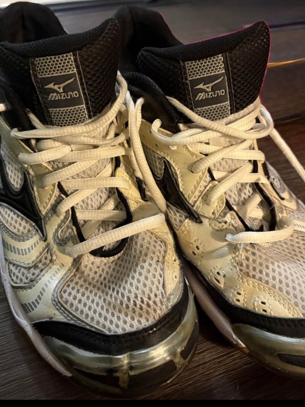 Mizuno White, Black and Silver Athletic Shoes